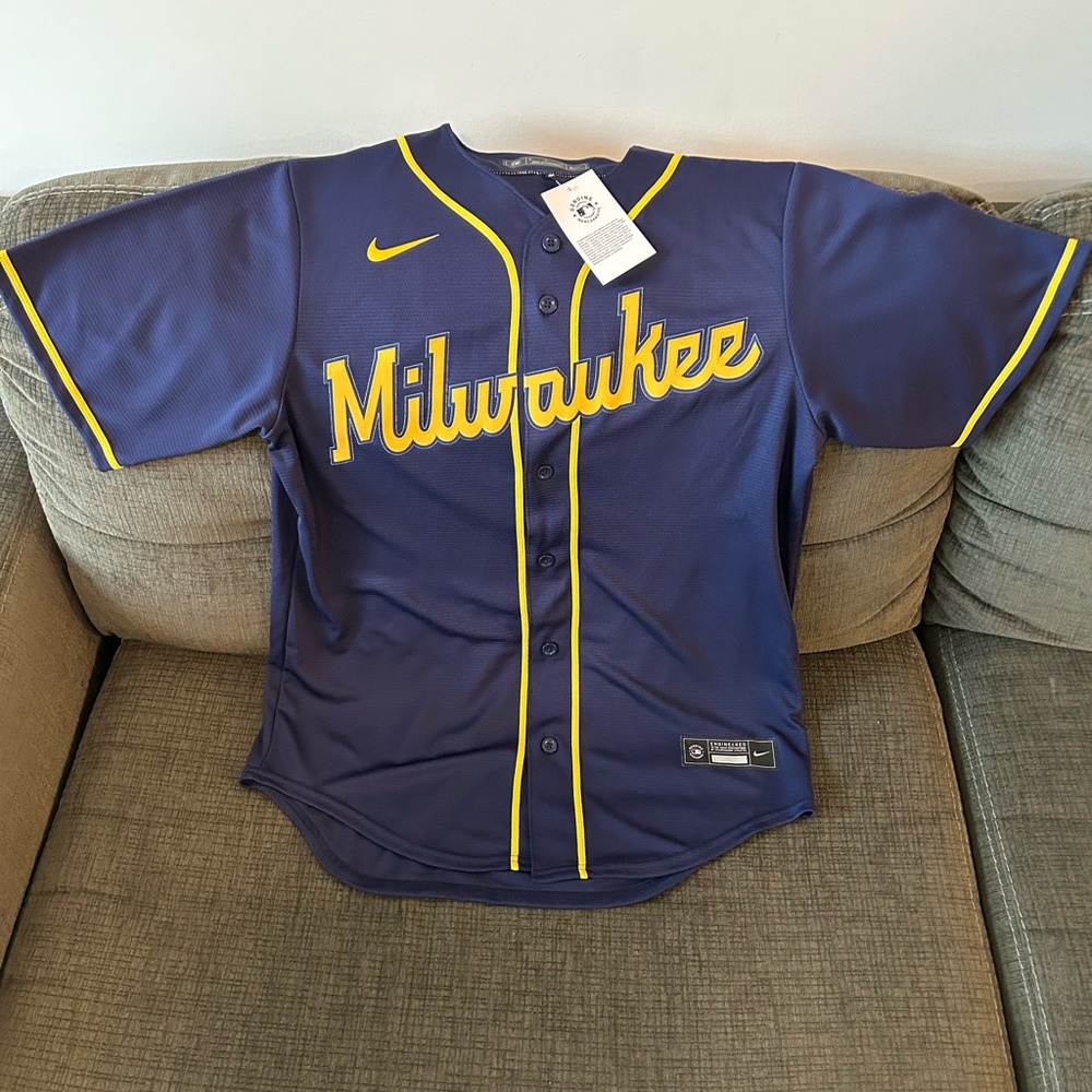 Nike Authentic Milwaukee Brewers Blue Alternate MLB Baseball Jersey Men’s Sz: M